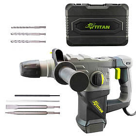 Перфоратор бочковий Titan PP3216 з віброзахистом, регулюванням обертів та аксесуарами.
