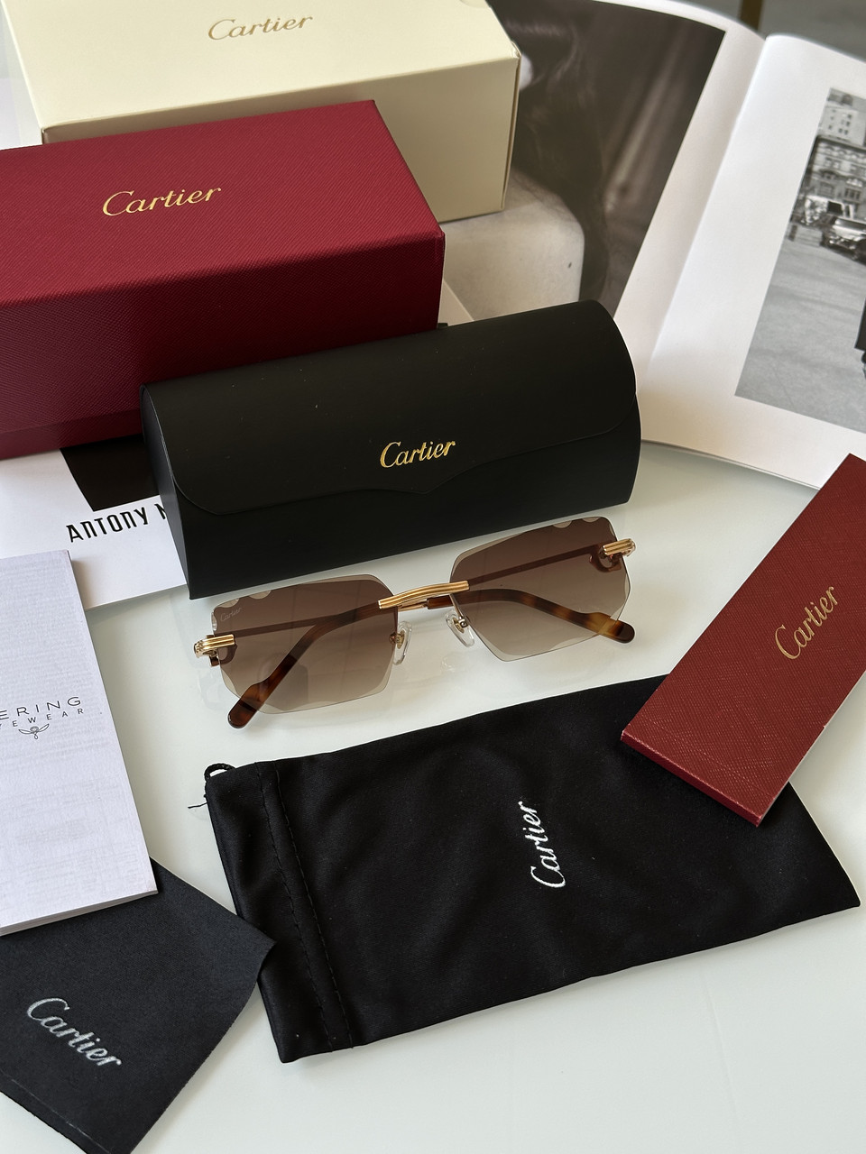 Жіночі брендові окуляри Cartier CT0627S 002C Brown/Gold 58/17/145 58/17/145 люкс якість