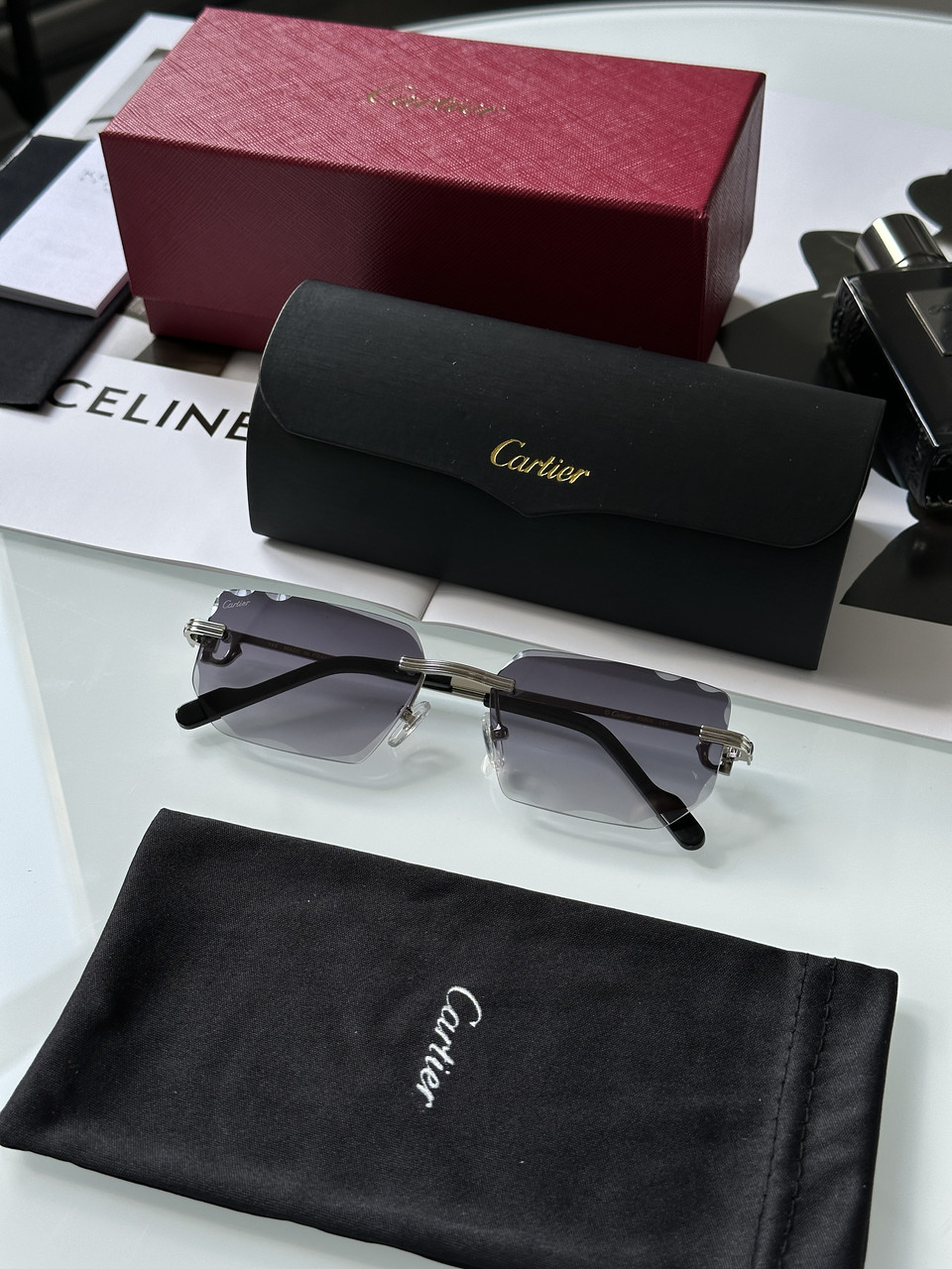 Жіночі брендові окуляри Cartier CT0627S 006WP Blue/Silver 58/17/145 58/17/145 люкс якість