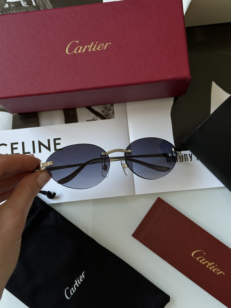 Жіночі брендові окуляри Cartier Panthère Blue/Silver CT0504S 56/18/135 56/18/135 люкс якість