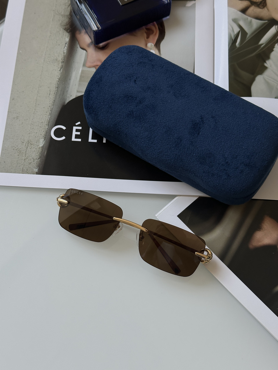 Жіночі брендові окуляри Gucci GG1703S 003 Brown/Gold 55/17/140 55/17/140 люкс якість