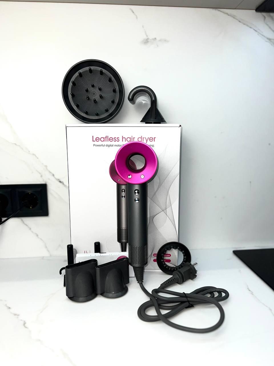 Фен Super Hair Dryer рожевий з іонізацією та турборежимом 5 насадок (Y-2), фото 1