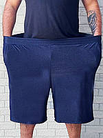 Летние шорты оптом батал для мужчин большого размера удлиненные с карманами пояс на резинке синие р.66