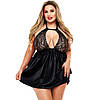 Пеньюар сексуальний комплект великого розміру плюс-сайз 2XL-4XL, Чорний, фото 4