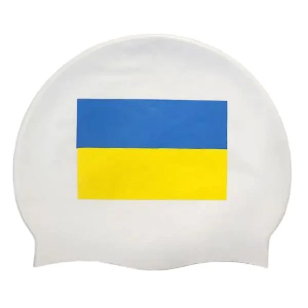 Шапочка для плавання Zoggs Silicone Cap з прапором України (білий)