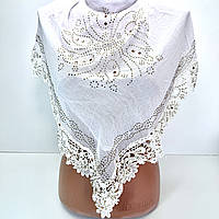 Хустка на на хрестини до церкви у храм зі стразами. Вишукана легка шифонова хустка