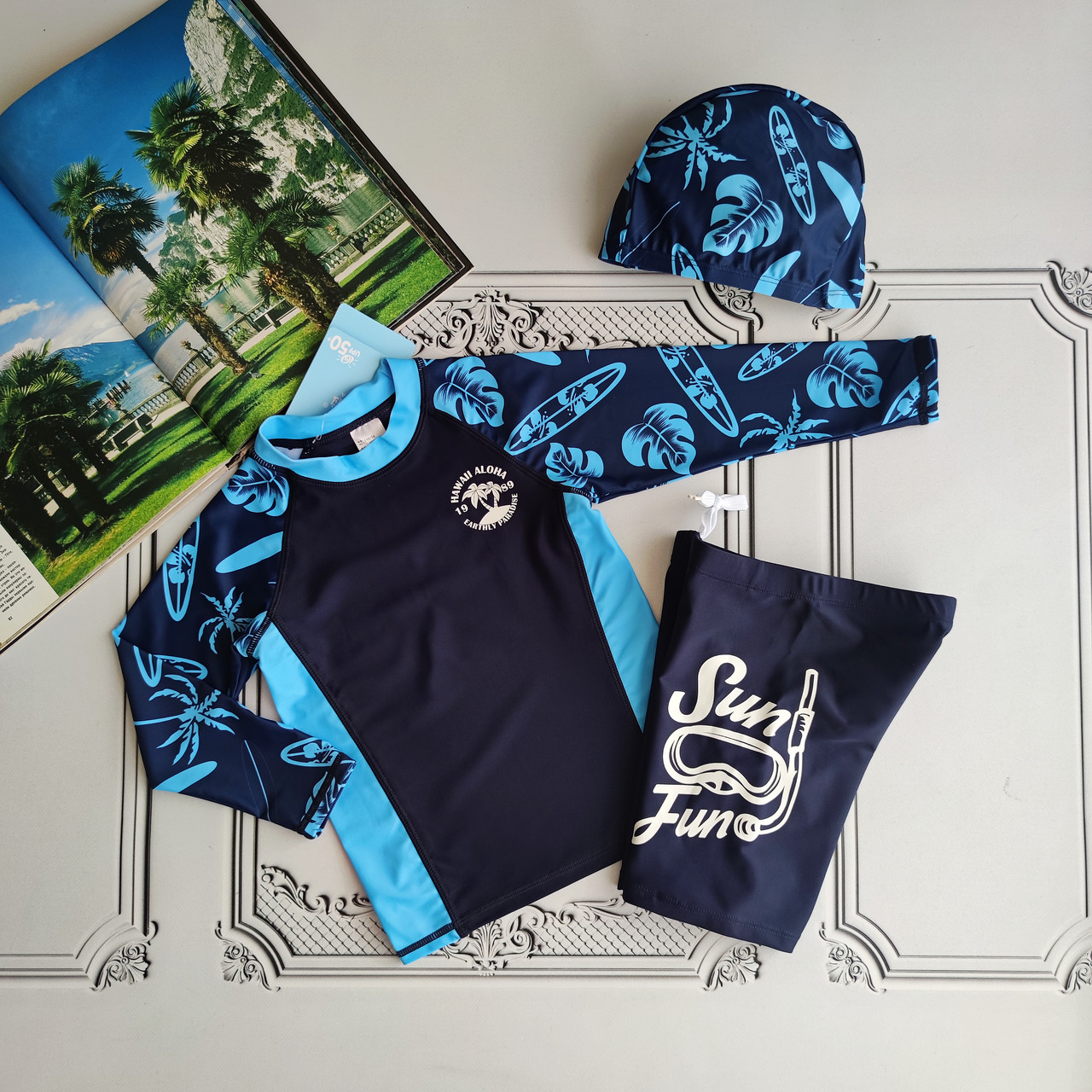 Дитячий сонцезахисний купальний костюм із upf 50+, комплект для серфінгу, фото 1