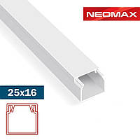 Кабель-канал 25х16 з подвійним замком NEOMAX ULTRA білий, короб, лоток для кабелю, дроту NX3204 (128 м.п./уп)