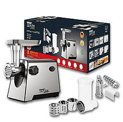 Електрична м'ясорубка 3 в 1 4000Вт Zepline ZP-00207 (соковитискач, шинковка, насадка для ковбасок) реверс