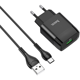 Мережевий зарядний пристрій HOCO C72Q Type-C QC 3.0 (1 USB, 3 A MAX) 18 W + кабель Type-C 1 м