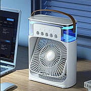 Портативний USB вентилятор з водяним охолодженням Air Cooler Fan 4в1 Нічник зволожувач з LED підсвічуванням, білий