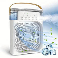 Портативний USB вентилятор з водяним охолодженням Air Cooler Fan 4в1 Нічник зволожувач з LED підсвічуванням, білий, фото 6