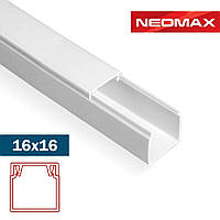 Кабель-канал 16х16 з подвійним замком NEOMAX ULTRA білий, короб, лоток для кабелю, дроту NX3202 (96 м.п./уп)