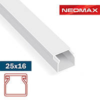 Кабель-канал 25х16 NEOMAX ULTRA білий, короб, лоток для кабелю, дроти NX3004 (128 м.п./уп)