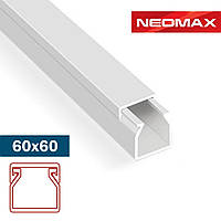 Кабель-канал 60х60 NEOMAX ULTRA білий, короб, лоток для кабелю, дроти NX3010 (24 м.п./пач.)