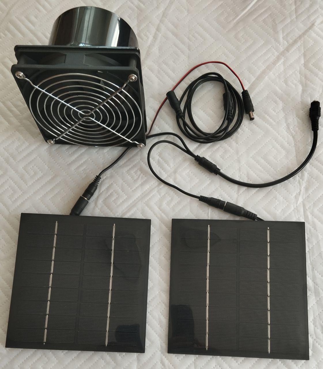 Вентилятор d100 з живленням від сонячних панелій 2х5W