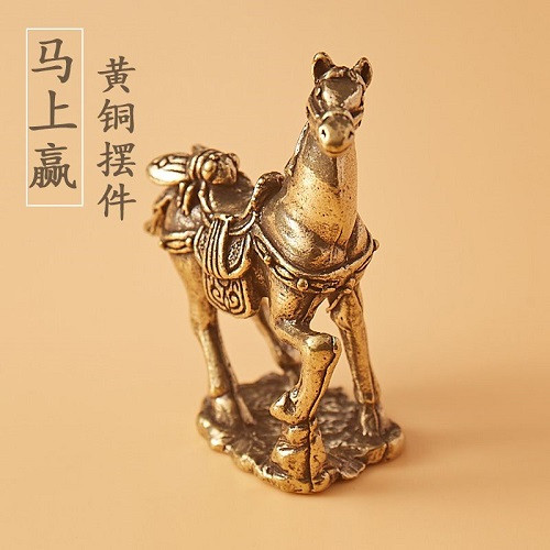 Настільна вінтажний латунна мідна статуетка фігурка у вигляді Кінь із цикадою