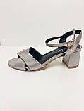 Перламутрові бронзові жіночі босоніжки стійкий каблук розмір 36 37 38 39 40, фото 9