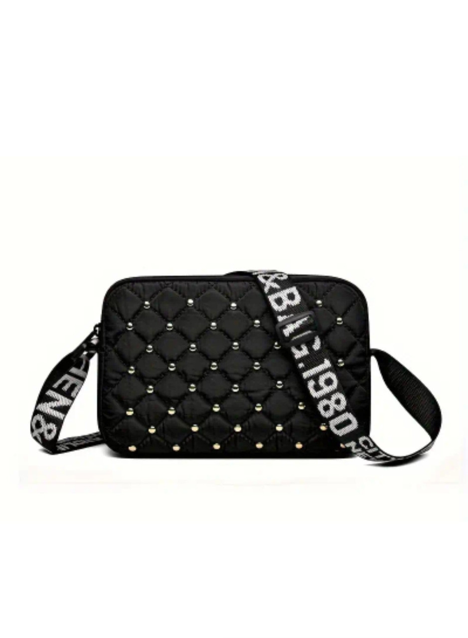 Прямокутна молодіжна сумка крос-боді нейлонова чорна, фото 1