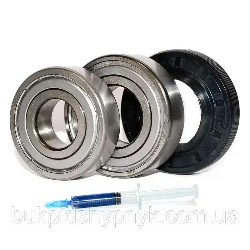 Ремонтний комплект підшипників для пральних машин Indesit і Ariston (+ порція мастила для сальників) SKF 6204, фото 1