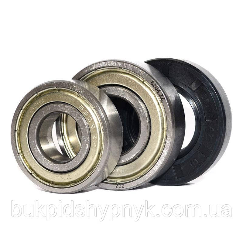 Ремонтний комплект підшипників для пральних машин Indesit і Ariston CX 6203 ZZ і 6204 ZZ і сальник, фото 1