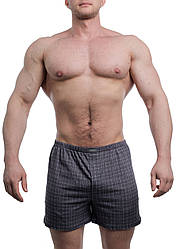 Чоловічі труси боксерки сімейні класичні 100% бавовна Atlet МБ 000042 клітинка сірі розмір 46