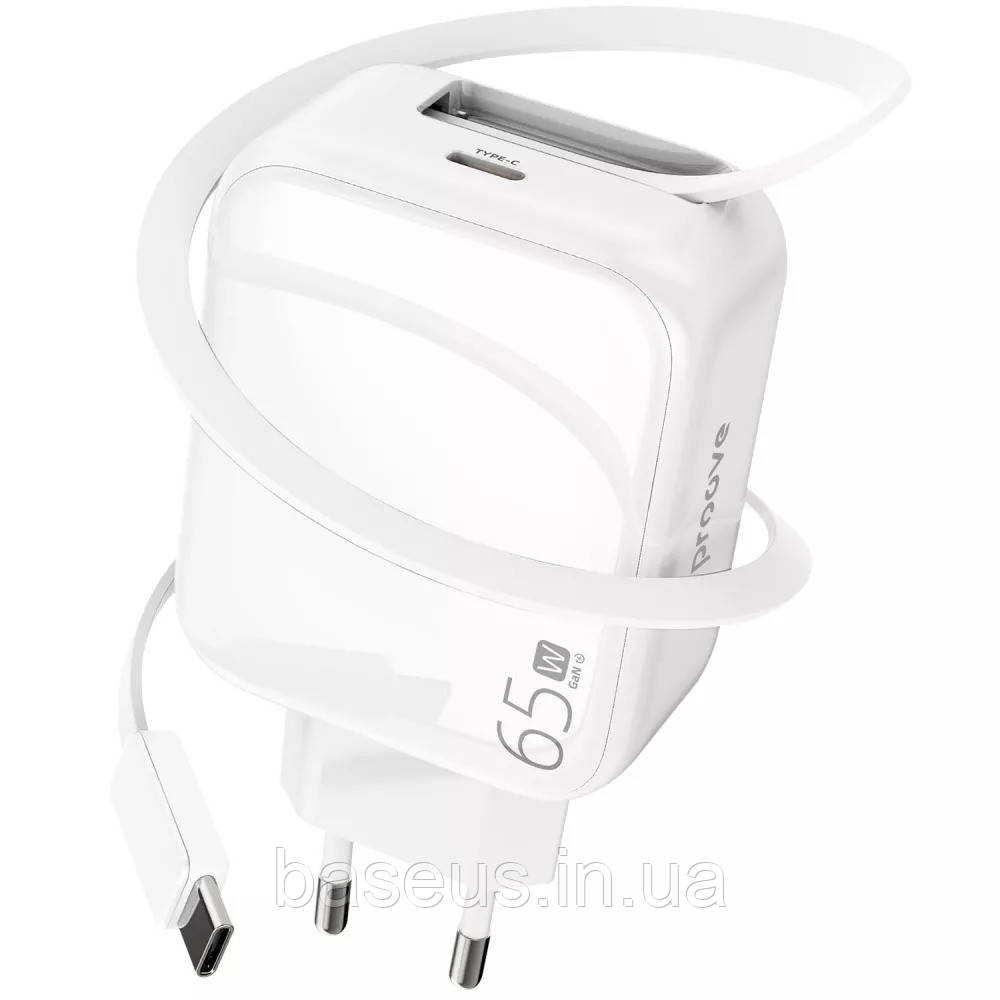 Мережевий зарядний пристрій Proove Fixtape GaN Type-C 65W, White