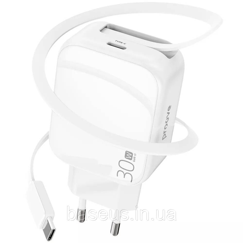 Мережевий зарядний пристрій Proove Fixtape GaN Type-C 30W, White