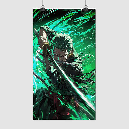 Плакат "Великий Куш, Ван Піс, Ророноа Зоро, One Piece, Roronoa Zoro", 60×34см, фото 1