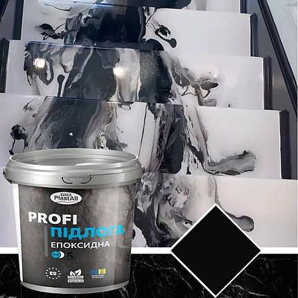 Епоксидна наливна підлога Plastall™ PROFI 4,5 кг для кухні, чорний колір, фото 1