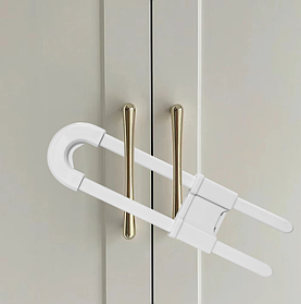 Блокіратор для стулкових дверей з ручками. Білий (03037)