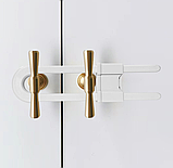 Блокіратор для стулкових дверей з ручками. Білий (03037), фото 7