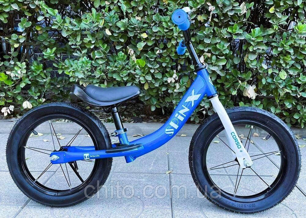 Велобіг "CORSO Spin-X" PX-322-94 синій 14" надувні колеса, фото 1