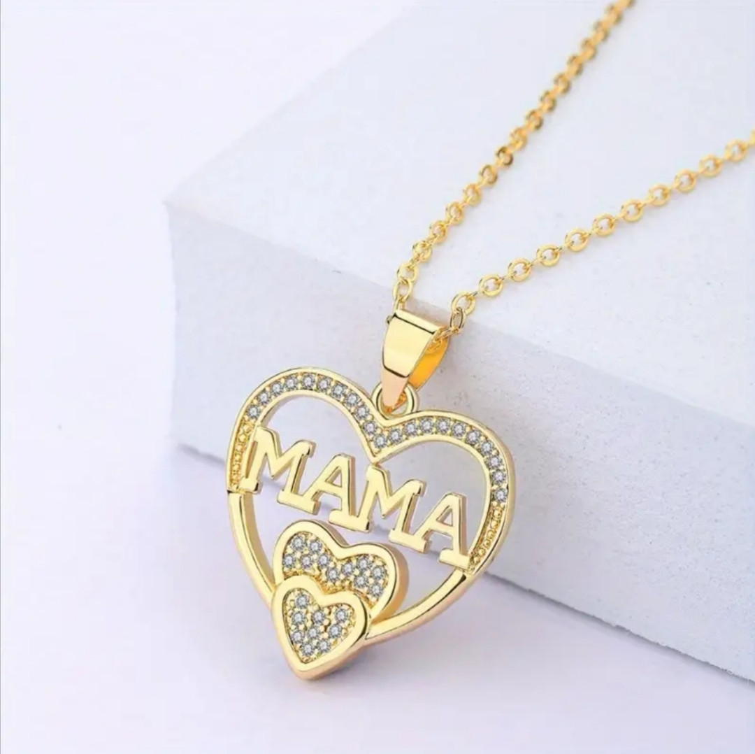 Кулон Мама в серці на ланцюжку, колір золото, фото 1
