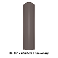 Металевий штахетник напівкруглий односторонній з полімерним покриттям Ral 8017 поліестер (шоколад)