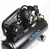 Компресор двоциліндровий ремінний OFBD-100 2.2 кВт 402 л/хв 8бар 100 л (2 крани) + олива 0,5 л APRO 850182, фото 2