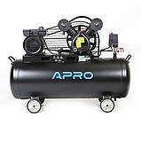 Компресор двоциліндровий ремінний OFBD-100 2.2 кВт 402 л/хв 8бар 100 л (2 крани) + олива 0,5 л APRO 850182, фото 3