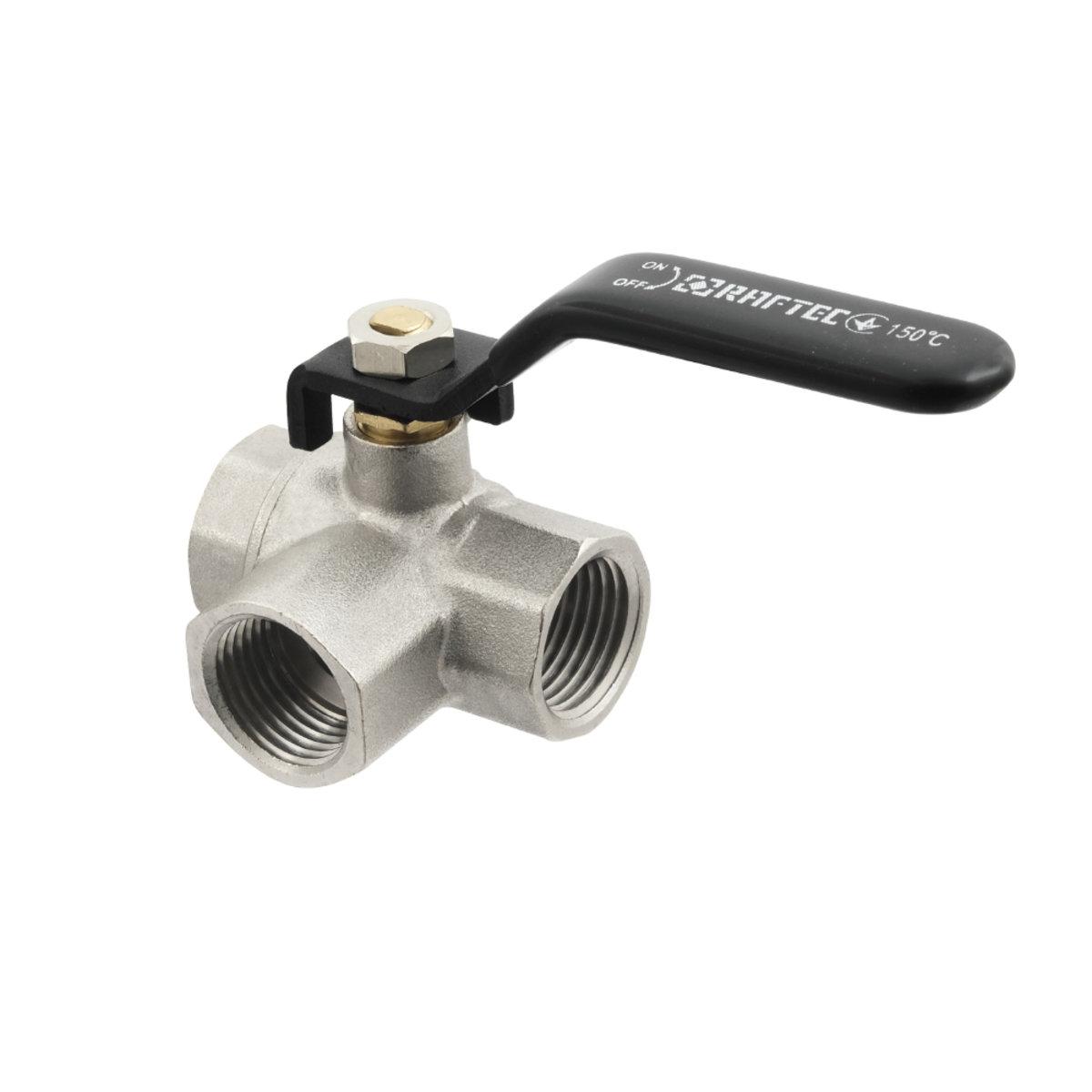 Кран триходовий кульовий Raftec BLACK DN15 1/2" ВВ