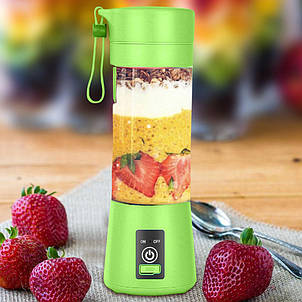 Блендер портативний Smart Juice Cup Fruits на 4 ножі, заряджається від USB, Зелений (237), фото 1
