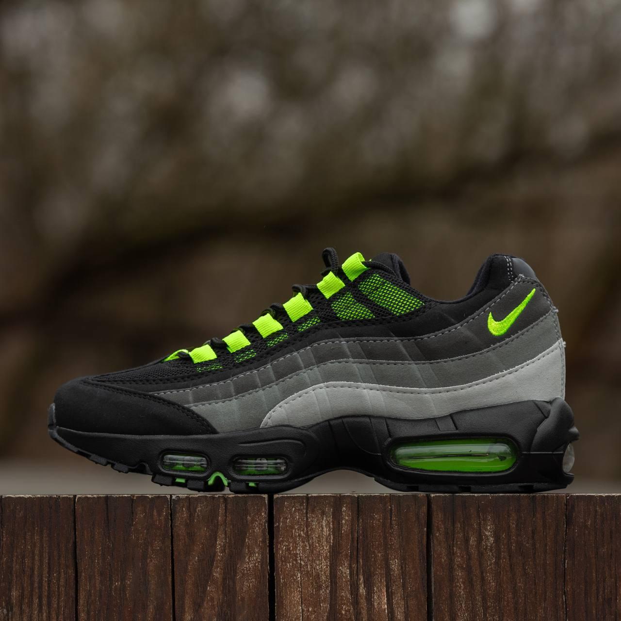 Чоловічі кросівки Nike Air Max 95 Black Grey Green (чорно-сірі) спортивні кроси 2230 Найк vkross, фото 1