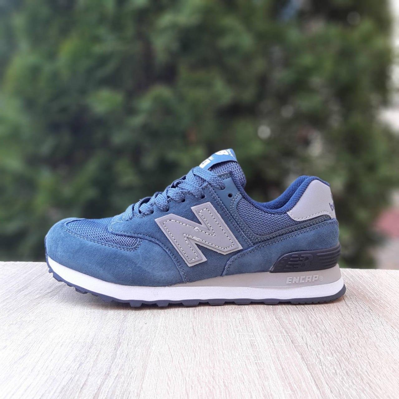 Жіночі демісезонні кросівки New Balance 574 Classic (сині із сірим) спортивні кроси 21161 Нью Беленс vkross