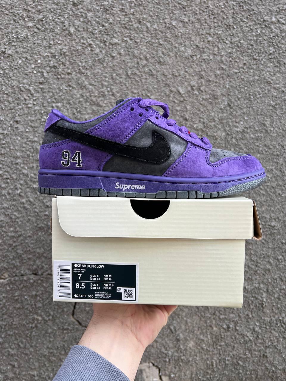Жіночі демісезонні кросівки Nike SB Dunk Low x Supreme Purple (фіолетові) спортивні кроси Ar99641 Найк vkross