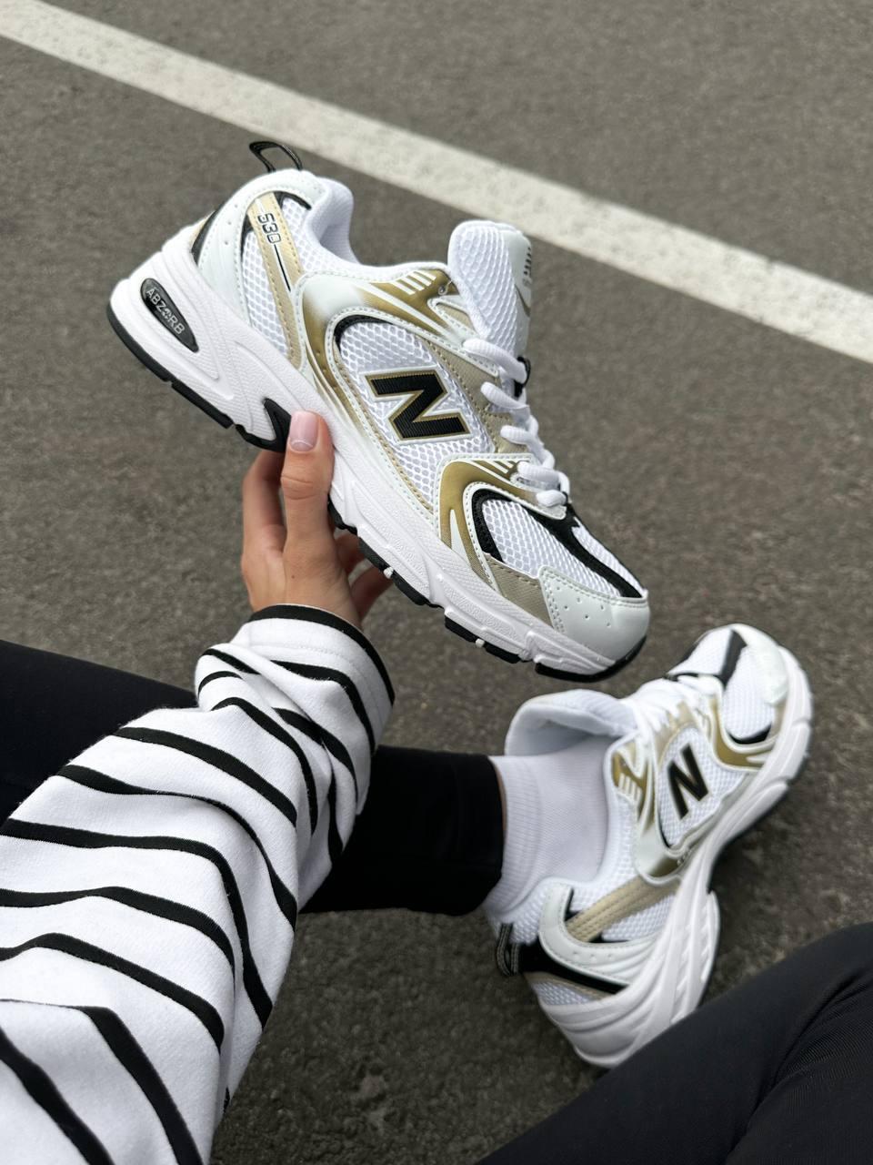 Жіночі демісезонні кросівки New Balance 530 Silver Gold (білі із золотим) спортивні NB054 Нью Беленс vkross