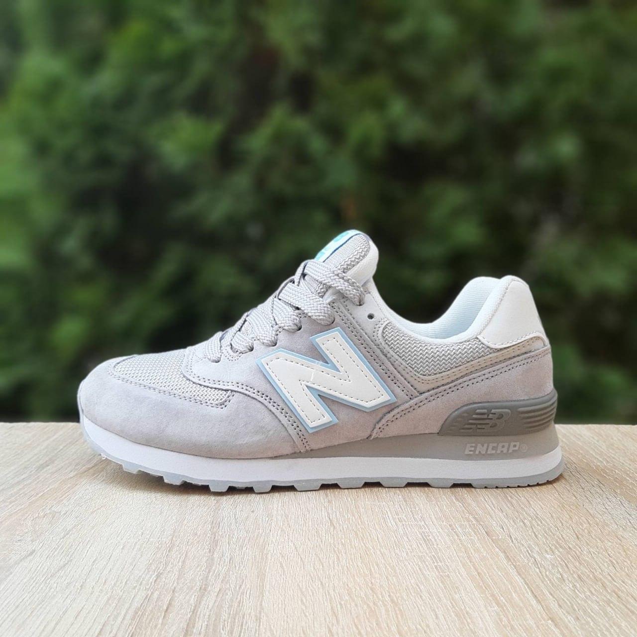 Жіночі демісезонні кросівки New Balance 574 Classic (сірі з білим) спортивні кроси 21142 Нью Беленс vkross