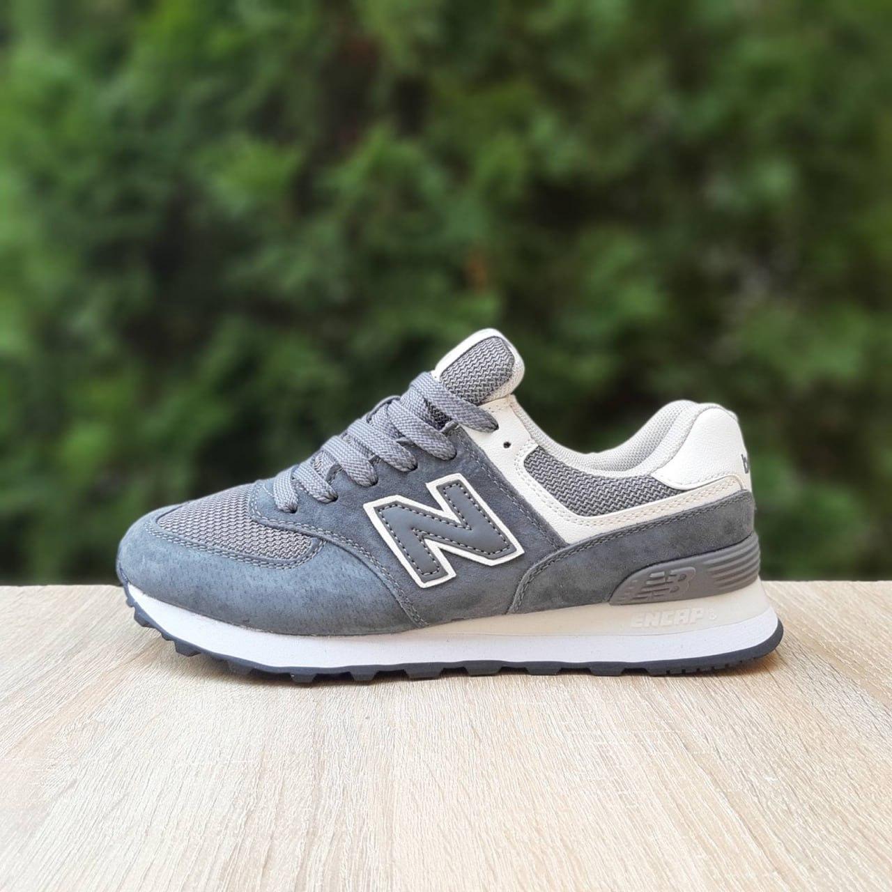 Жіночі демісезонні кросівки New Balance 574 Classic (сірі з білим) спортивні кроси 21143 Нью Беленс vkross, фото 1