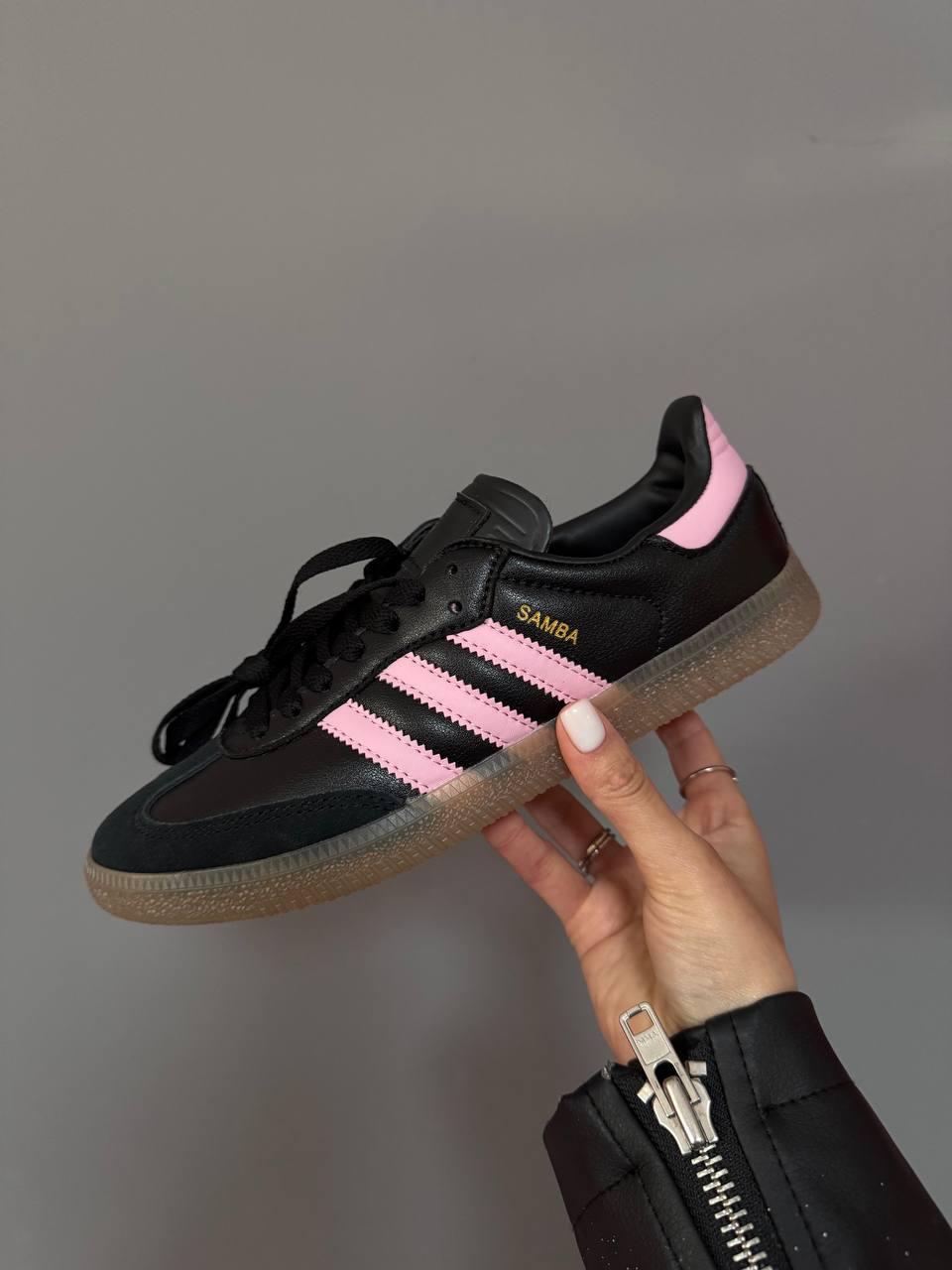 Жіночі спортивні кросівки Adidas Samba MESSI BLACK / PINK premium (чорні) повсякденні 1190 Адідас vkross