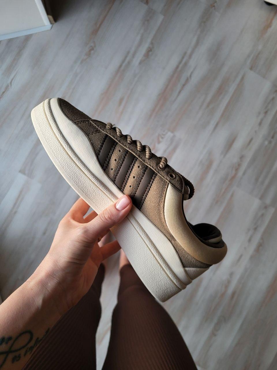 Жіночі демісезонні кросівки Adidas Campus X Bad Bunny Brown (коричневі) повсякденні кроси 687 Адідас vkross