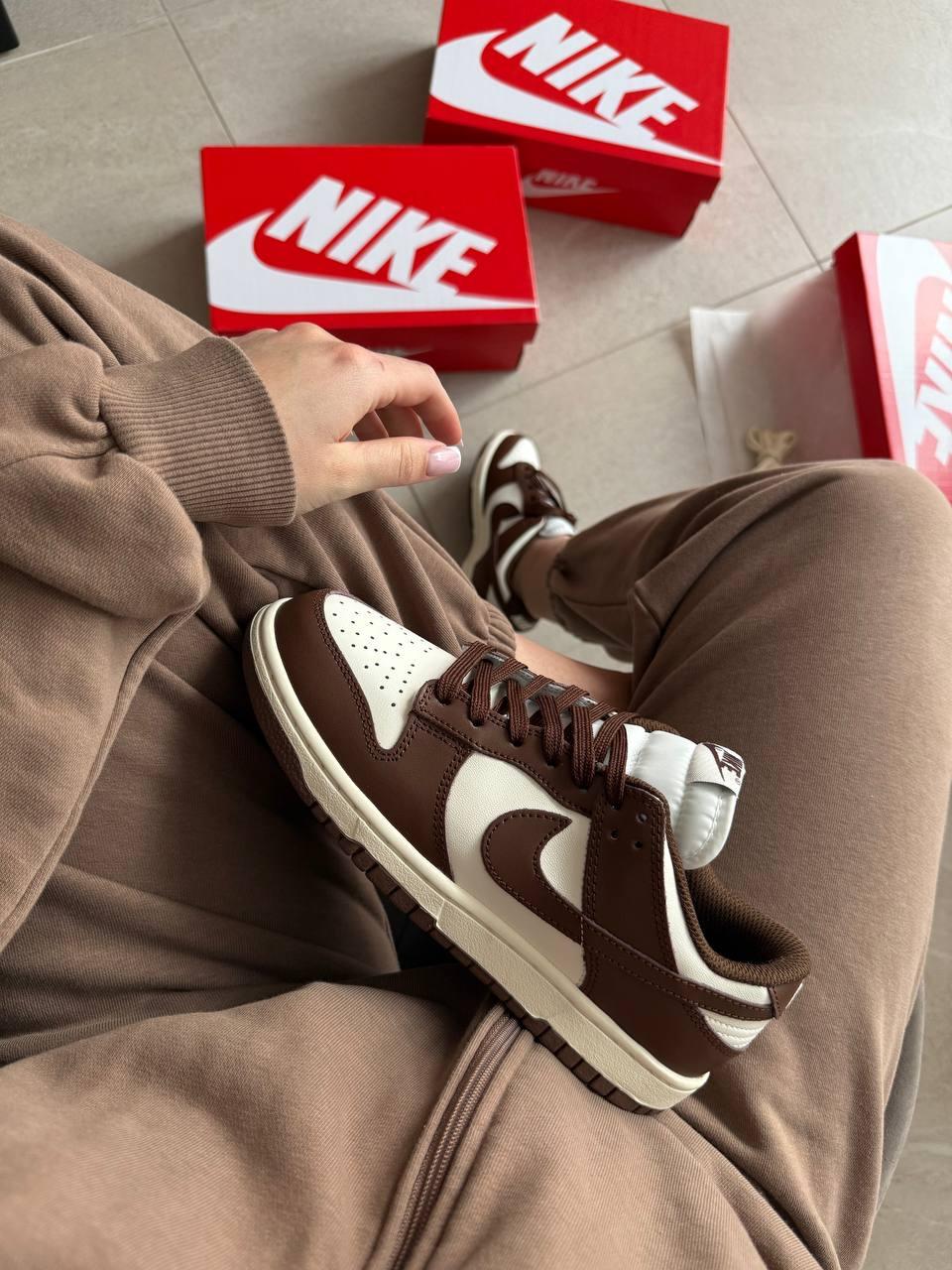 Жіночі кросівки Nike SB Dunk Low Cacao Wow (білі з коричневим) повсякденні кроси nkd35 Найк vkross