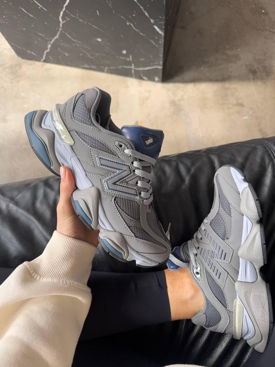 Чоловічі спортивні кросівки New Balance 9060 Grey/Blue (сірі) демісезонні кроси NB090 Нью Беленс vkross