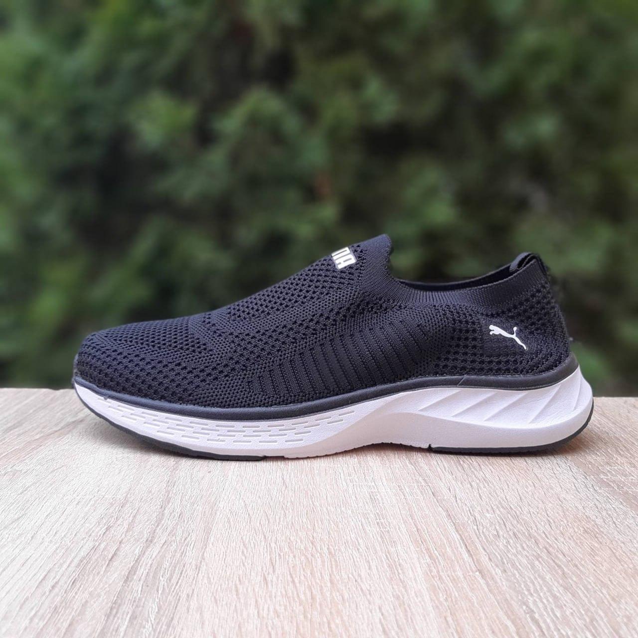 Чоловічі кросівки Puma SOFTRIDE (чорно-білі) спортивні стильні мокасини 11507 Пума vkross, фото 1